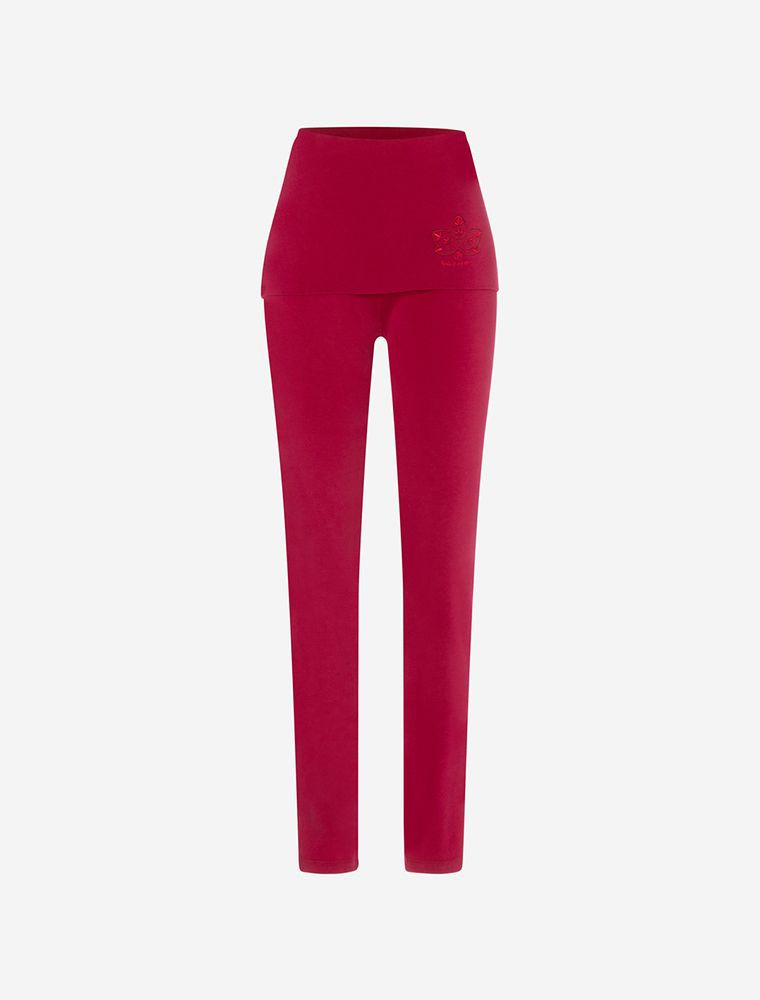 Yoga Pants with Skirt rose-red