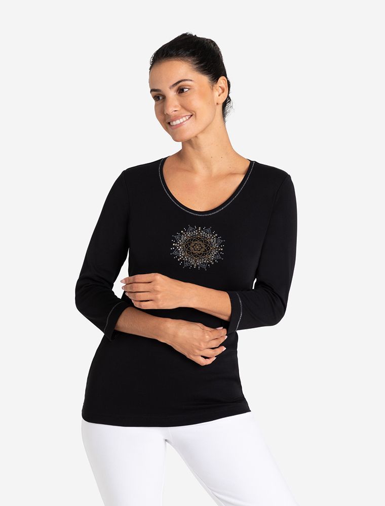 Shirt 3/4 Arm - Flower of Harmony schwarz