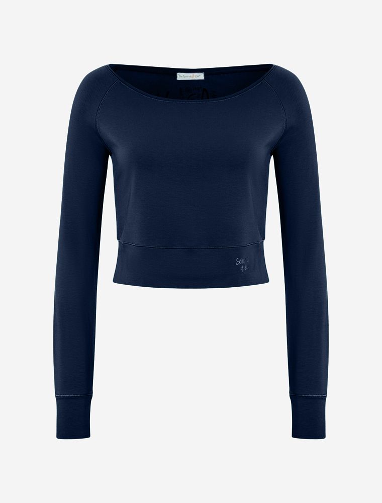 Longsleeve Crop Shirt Bambus dunkelblau