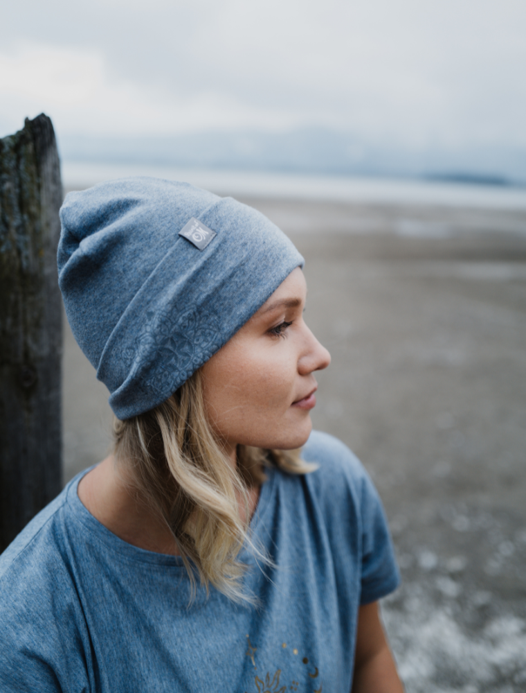 Beanie Mütze Bambus - blue-melange