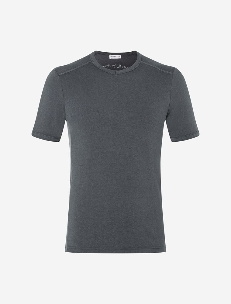 T-Shirt, grau, turmalingrau, Blume des Lebens, Mann, Bio-Kleidung, Bambus, flower of life, man, organic clothing, bamboo
