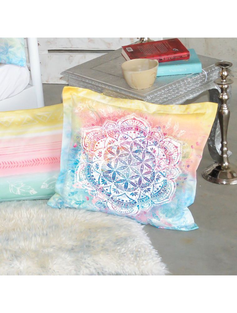 Kissen, Bunt, Mandala, Blume des Lebens, Bio-Baumwolle, Pillow, colorful, mandala, flower of life, organic cotton,