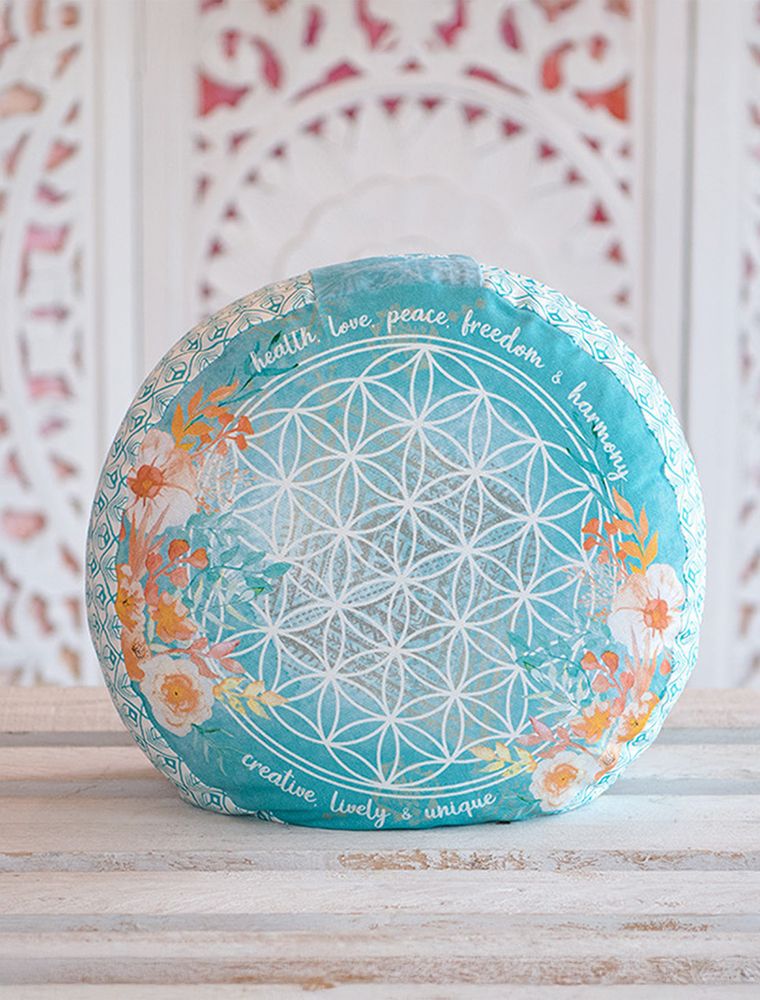Meditation Cushion round jade/orange