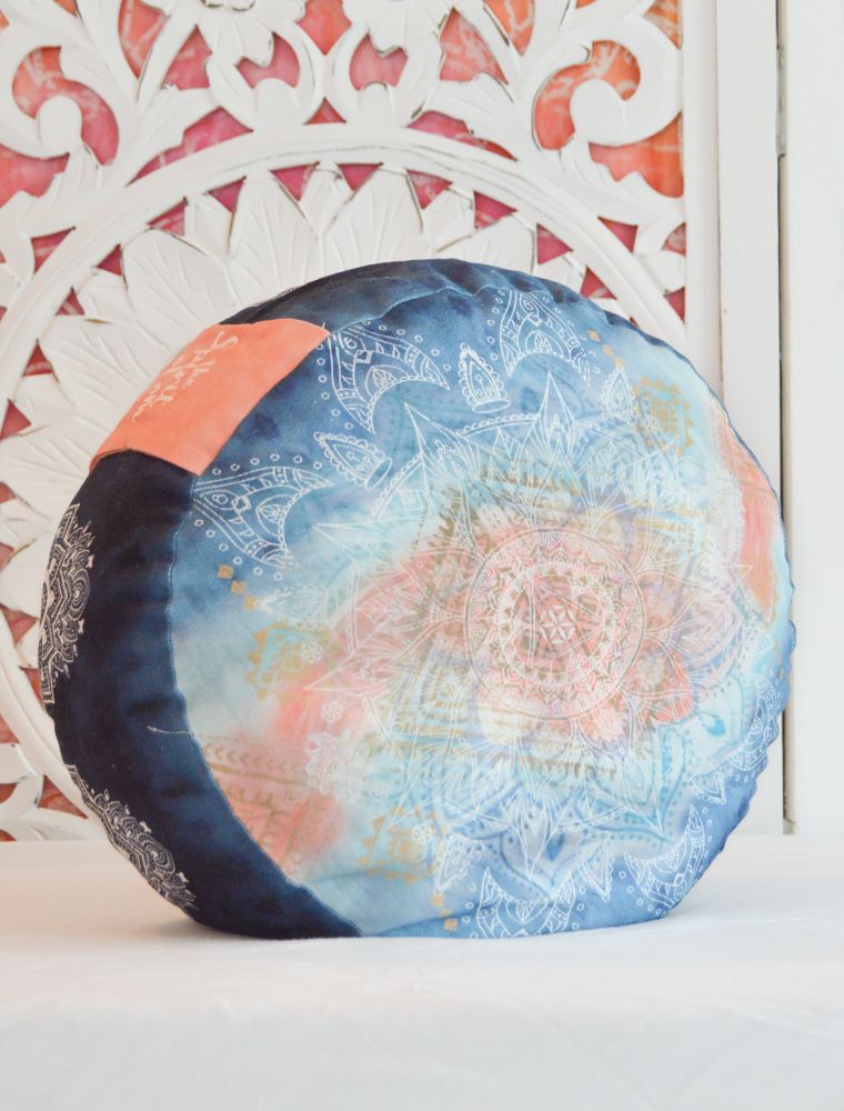 Meditation Cushion round indigo/peach