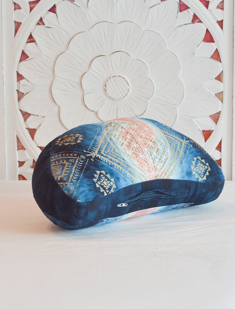 Meditationskissen Halbmond indigo/peach