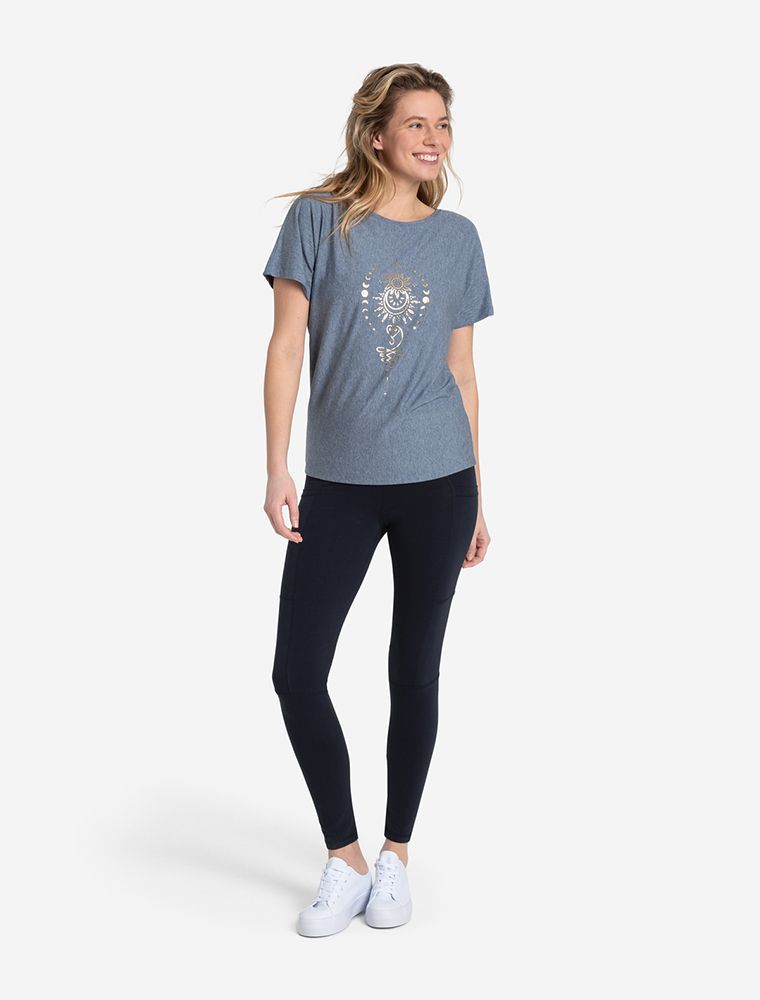 blaue yoga and run leggings