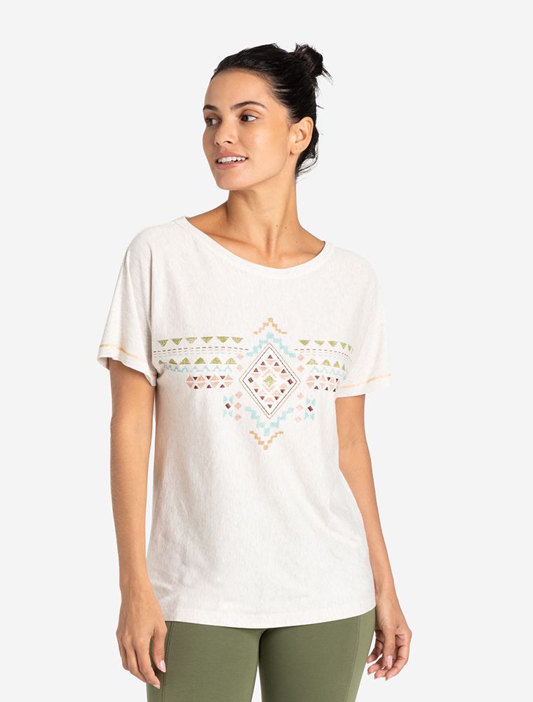 Shirt beige melange bunt Ikat