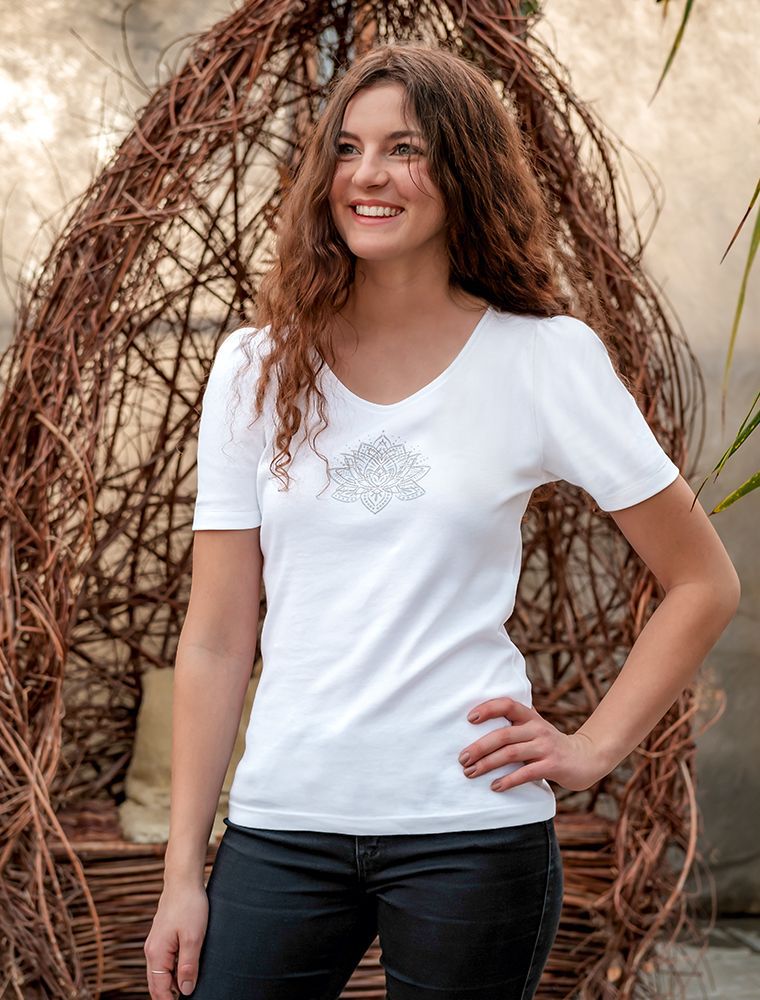 Shirt Lotus mit Raffärmel