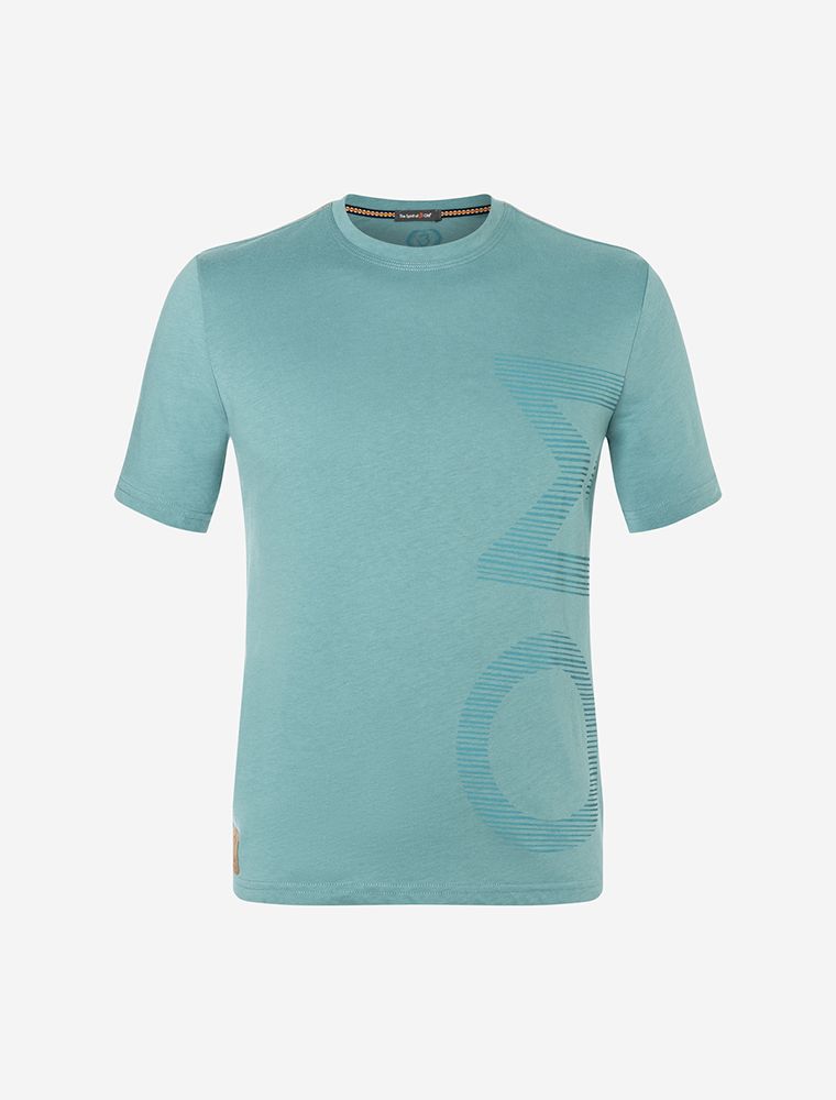 Sportliches türkisblaues Baumwoll T-shirt. Klassischer Schnitt mit Rundhals. Turmalin mikrofein eingebracht im Stoff.