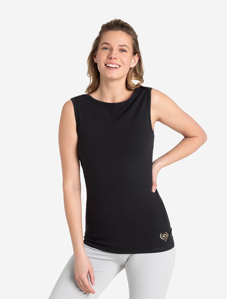 Tanktop Bambus - high-neck - schwarz