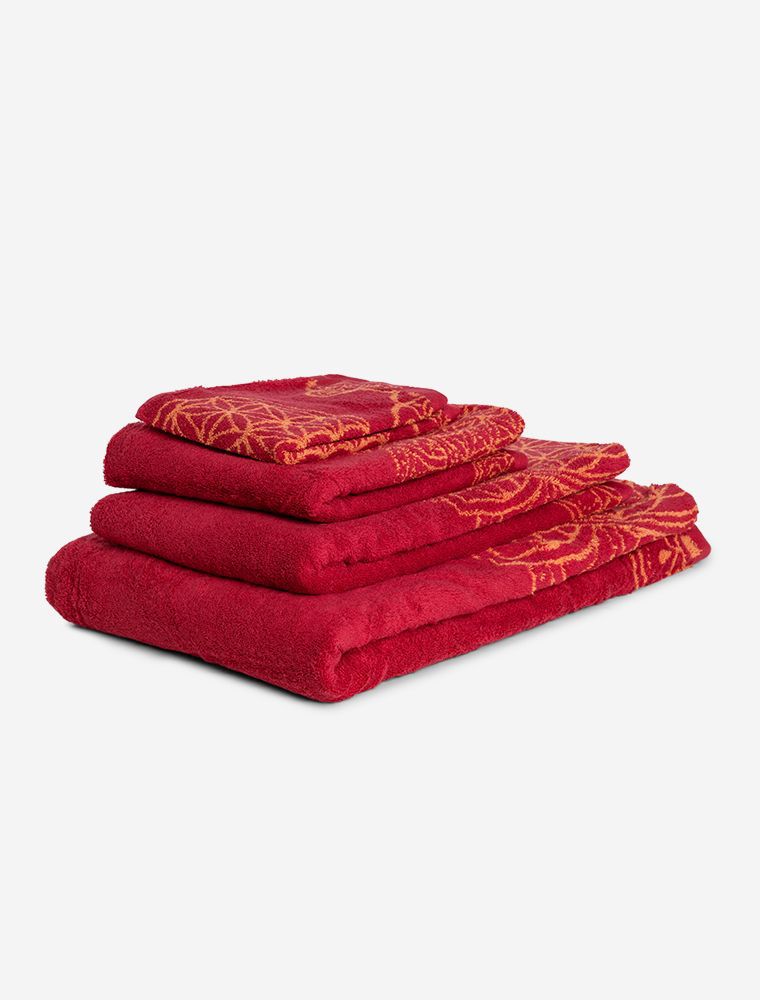 Handtuch, Frottee, rot, orange, Bio-Baumwolle, Towel, terrycloth, red, orange, organic cotton,